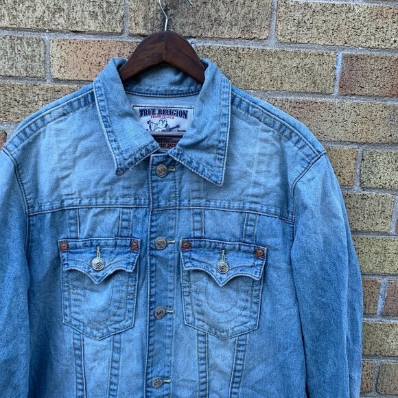 Vintage True Religion Denim Jacket Trucker Jacket XXL - Picture 4 of 6